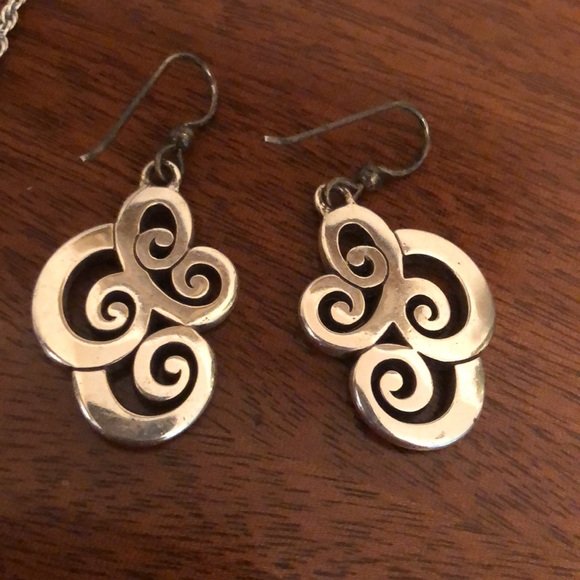 Brighton retired long length multi chain swirl link necklace & earrings - Picture 10 of 16